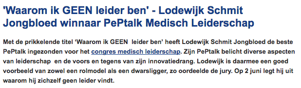 KNMG — winnaar PePtalk Medisch Leiderschap